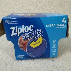 Ziploc Twist 'N Loc Food Storage Containers Extra Small 8 Oz  4 Containers